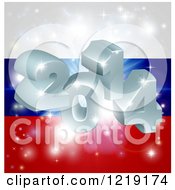Poster, Art Print Of 3d 2014 And Fireworks Over A Russian Flag