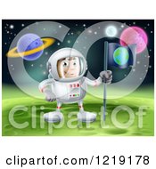 Poster, Art Print Of Astronaut Planting An Earth Flag On A Foreign Planet