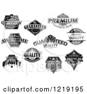 Clipart Of Black And White Retail Quality Labels With Sample Text Royalty Free Vector Illustration