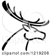 Poster, Art Print Of Black And White Deer With Antlers 2