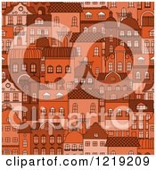 Seamless Pattern Of Orange City Residential Buildings