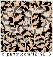 Clipart Of A Seamless Tan And Black Floral Pattern 2 Royalty Free Vector Illustration