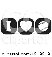 Poster, Art Print Of Black And White I Heart Baseball Icons