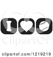Clipart Of Black And White I Heart Baseball Icons Royalty Free Vector Illustration