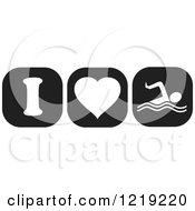 Poster, Art Print Of Black And White I Heart Swimming Icons