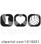 Poster, Art Print Of Black And White I Heart Volleyball Icons