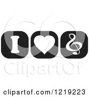 Poster, Art Print Of Black And White I Heart Music Icons