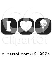 Poster, Art Print Of Black And White I Heart Golf Icons