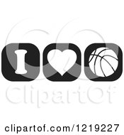 Poster, Art Print Of Black And White I Heart Basketball Icons