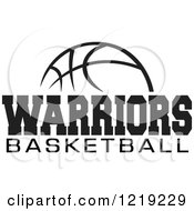 Clipart Of A Black And White Ball With WARRIORS BASKETBALL Text Royalty Free Vector Illustration