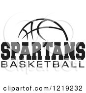 Clipart Of A Black And White Ball With SPARTANS BASKETBALL Text Royalty Free Vector Illustration