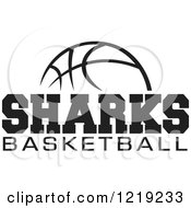 Clipart Of A Black And White Ball With SHARKS BASKETBALL Text Royalty Free Vector Illustration