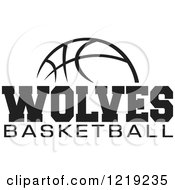 Clipart Of A Black And White Ball With WOLVES BASKETBALL Text Royalty Free Vector Illustration