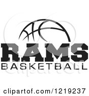 Poster, Art Print Of Black And White Ball With Rams Basketball Text