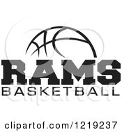 Clipart Of A Black And White Ball With RAMS BASKETBALL Text Royalty Free Vector Illustration
