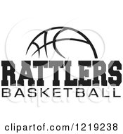 Clipart Of A Black And White Ball With RATTLERS BASKETBALL Text Royalty Free Vector Illustration