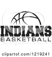 Poster, Art Print Of Black And White Ball With Indians Basketball Text