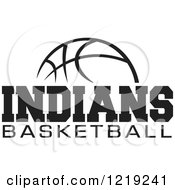 Clipart Of A Black And White Ball With INDIANS BASKETBALL Text Royalty Free Vector Illustration