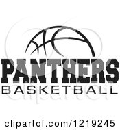 Clipart Of A Black And White Ball With PANTHERS BASKETBALL Text Royalty Free Vector Illustration