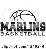 Clipart Of A Black And White Ball With MARLINS BASKETBALL Text Royalty Free Vector Illustration