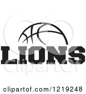 Clipart Of A Black And White Ball With LIONS BASKETBALL Text Royalty Free Vector Illustration