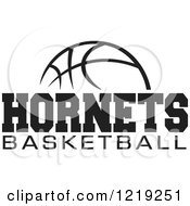 Clipart Of A Black And White Ball With HORNETS BASKETBALL Text Royalty Free Vector Illustration