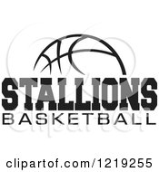 Clipart Of A Black And White Ball With STALLIONS BASKETBALL Text Royalty Free Vector Illustration