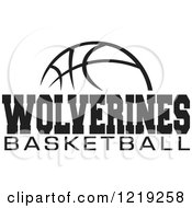 Clipart Of A Black And White Ball With WOLVERINES BASKETBALL Text Royalty Free Vector Illustration