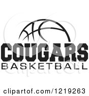 Clipart Of A Black And White Ball With COUGARS BASKETBALL Text Royalty Free Vector Illustration