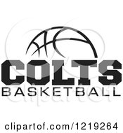 Clipart Of A Black And White Ball With COLTS BASKETBALL Text Royalty Free Vector Illustration