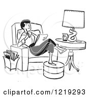 Cartoon Of Black And White Lady Writing A Thoughtful Letter In A Chair Royalty Free Vector Clipart