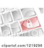 Poster, Art Print Of Computer Keyboard With A Red Security Padlock Button