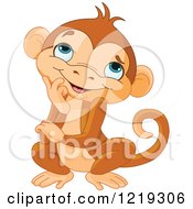 Poster, Art Print Of Cute Thinking Monkey