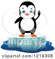 Poster, Art Print Of Cute Penguin Waving On Floating Ice