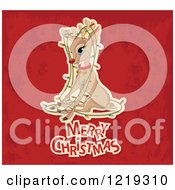 Clipart Of A Cute Reindeer With Christmas Lights Over Merry Christmas Text On Red Royalty Free Vector Illustration by Pushkin