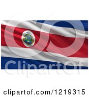 Poster, Art Print Of 3d Waving Flag Of Costa Rica With Rippled Fabric
