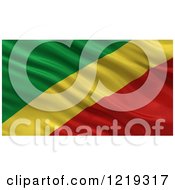 Poster, Art Print Of 3d Waving Flag Of The Republic Of The Congo With Rippled Fabric