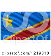 Poster, Art Print Of 3d Waving Flag Of The Democratic Republic Of The Congo With Rippled Fabric