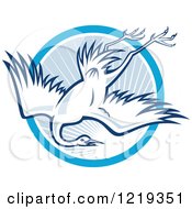 Retro Heron Diving Over A Blue Sunny Circle