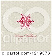 Clipart Of A Merry Christmas Greeting Under A Snowflake On Distressed Tan Royalty Free Vector Illustration