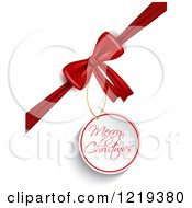 Poster, Art Print Of Merry Christmas Tag On A Gift Bow