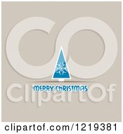 Clipart Of A Merry Christmas Greeting Under A Blue Tree On Tan Polka Dots Royalty Free Vector Illustration