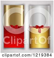 Clipart Of Vertical Christmas Gift Backgrounds With Bows Royalty Free Vector Illustration