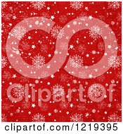 Clipart Of A Distressed Red Christmas Background With Snowflakes Royalty Free Vector Illustration