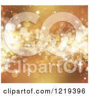 Poster, Art Print Of Golden Christmas Background Of Stars Flares And Bokeh