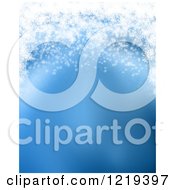 Clipart Of A Blue Christmas Background With Snowflakes Arching Along The Top Royalty Free Illustration