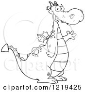 Poster, Art Print Of Outlined Happy Chubby Dragon Waving