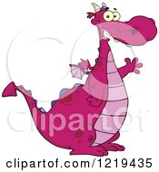 Poster, Art Print Of Happy Chubby Purple Dragon Waving