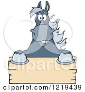 Poster, Art Print Of Gray Draft Horse Over A Wooden Sign