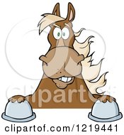 Poster, Art Print Of Brown Draft Horse Over A Sign